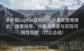 茶杯狐cupfox官网的一次真实使用体验：搜索效率、分类清晰度与实际可用性观察（对比总结）