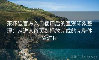 茶杯狐官方入口使用后的直观印象整理：从进入首页到播放完成的完整体验过程