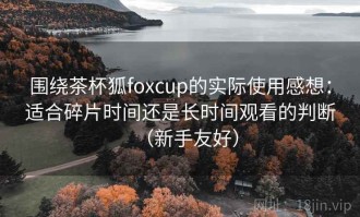 围绕茶杯狐foxcup的实际使用感想：适合碎片时间还是长时间观看的判断（新手友好）