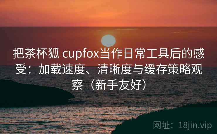 把茶杯狐 cupfox当作日常工具后的感受:加载速度、清晰度与缓存策略观察(新手友好) 把茶杯狐 cupfox当作日常工具后的感受:加载速度、清晰度与缓存策略观察(新手友好)